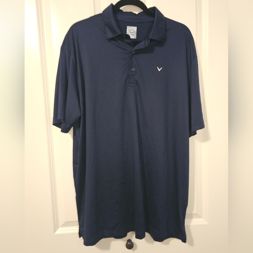 CALLAWAY Mens Navy Blue OPTI DRI Polo Shirt Short Sleeve SZ L